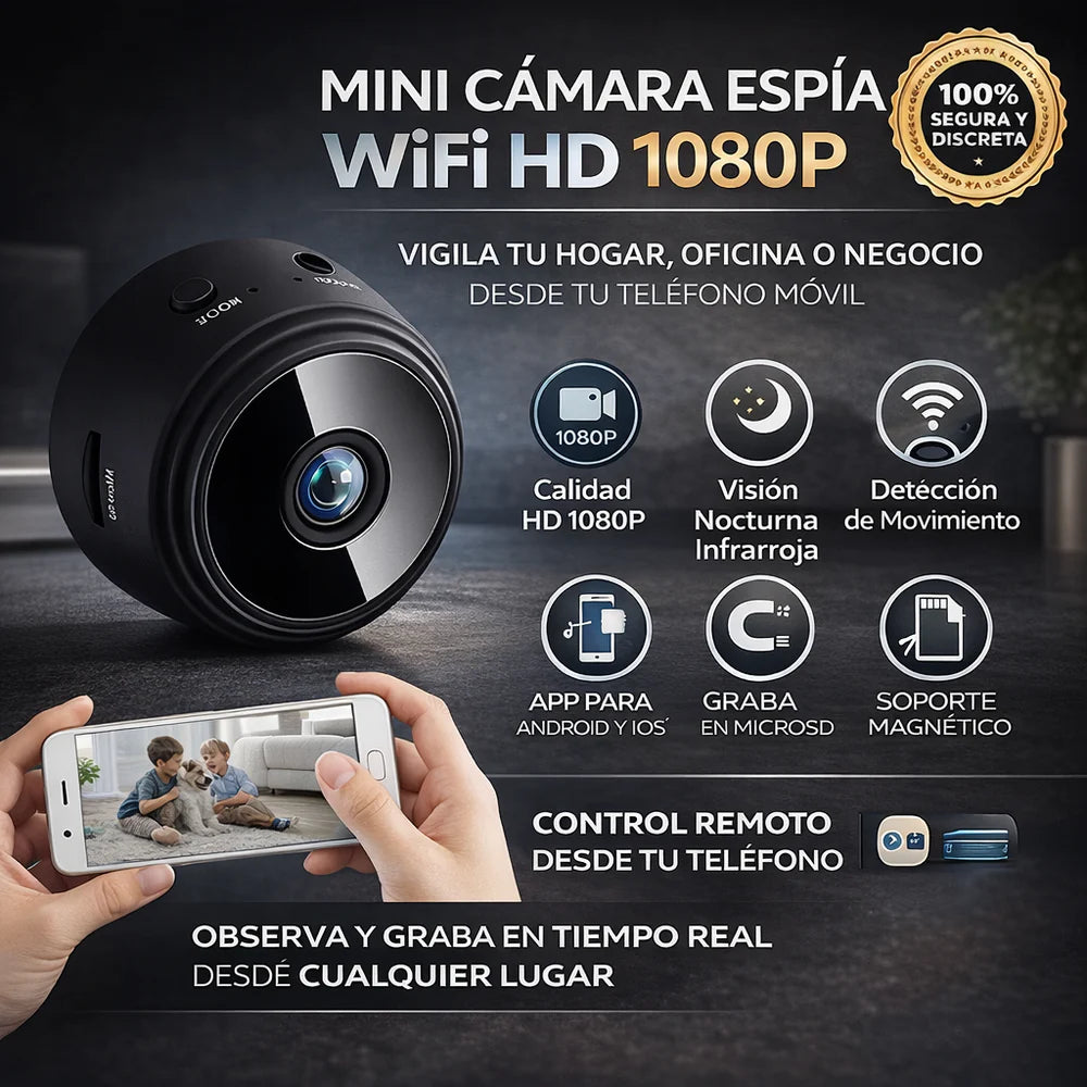 Mini Cámara de Seguridad A9 con Visión Nocturna – Vigilancia Discreta 📷