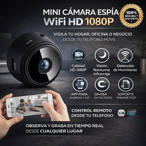 Mini Cámara de Seguridad A9 con Visión Nocturna – Vigilancia Discreta 📷