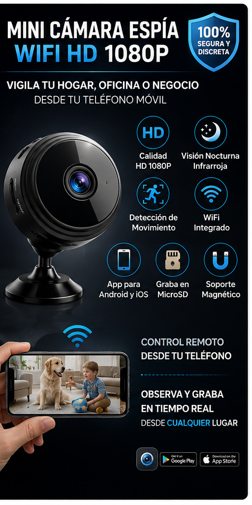 Mini Cámara de Seguridad A9 con Visión Nocturna – Vigilancia Discreta 📷